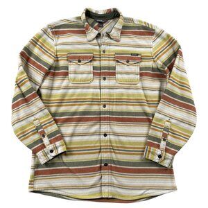 Eddie Bauer South Western Button Down Mens LT Grey Yellow Colorful